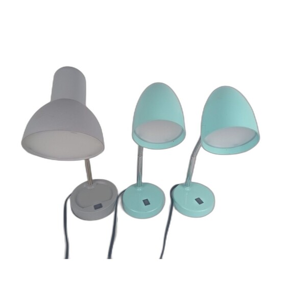 LED desk lamps lot of three (3) | two turquoise one gray energy efficient modern - Picture 1 of 7